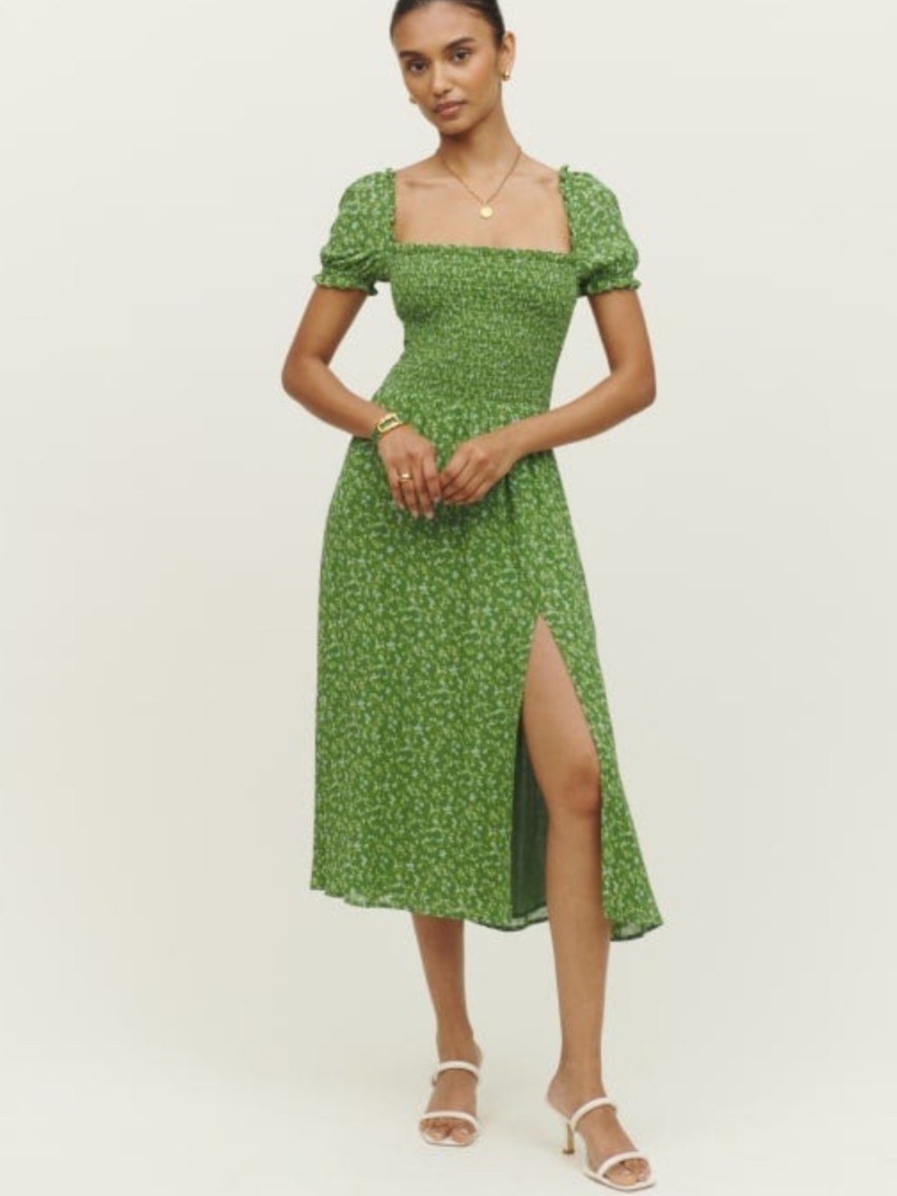 Reformation Inka Green Floral Midi Isla Dress $348